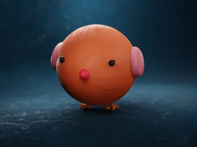 Cute Clay Textured Bird v1 3D model