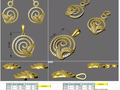 Cute simple earring pendent set 3D print model