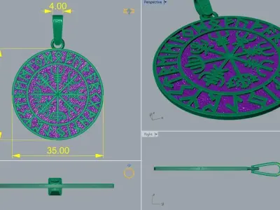 norse mythology odin logo runavon pendent 3D print model purchase