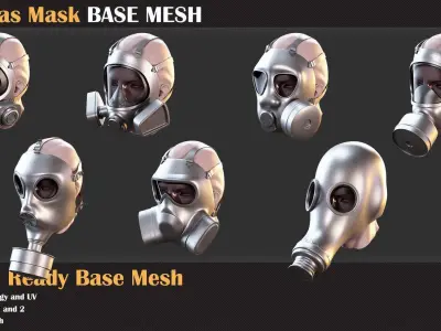 25 Gas Mask Base Mesh - VOL 09 - Game Ready    3D model