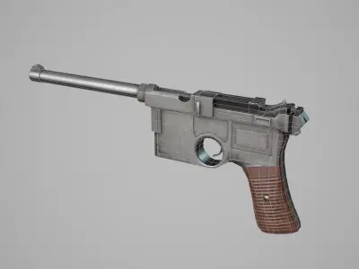 German Military Pistol WW Game-Ready  Free low-poly 3D model