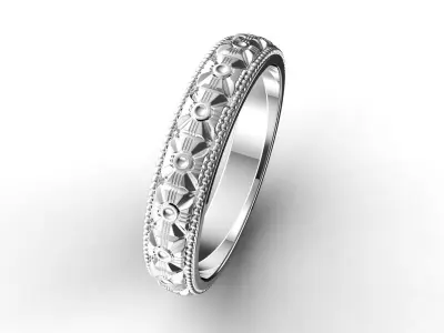 jewelry sterling silver wedding band with intricate design 3D model