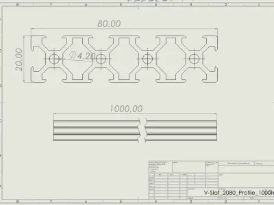 V-Slot 2080 Aluminum Profile Engineering Standard 3D model 3D model