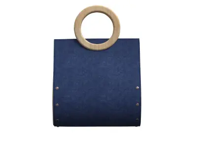 Navy Suede Ring Tote Bag 3D model