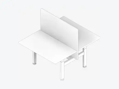 Desk - Double - Officetec - Angular - Linear - Adjustable Height Low-poly 3D model