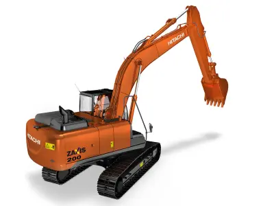 Rigged Hitachi ZX200 Hitachi ZX-5 Series Hydraulic Excavator 3D model