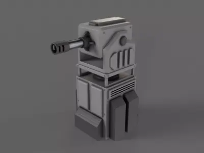 PBR Turret Gun 01 Grey Low-poly 3D model