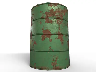 Green Postapocalyptic barrel Low-poly 3D model