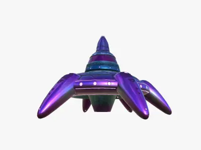 Alien Spaceship UFO G04 Purple Blue - Sci Fi Spacecraft Design Low-poly 3D model