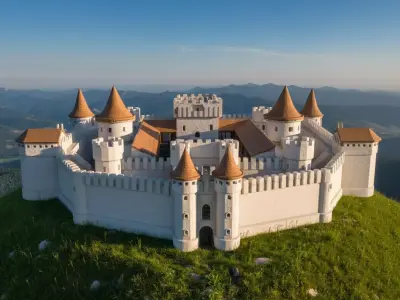 Grand Medieval Mountain Castle 3D Model Low-poly 3D model