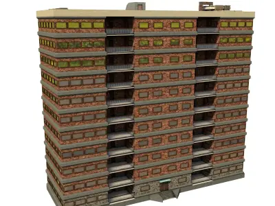 Background high rise optimized building 04 Low-poly 3D model