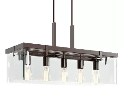 Antique Bronze Bridgewood 5 Light Kitchen Island Linear Pendant 3D model