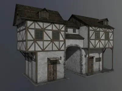 Medieval house B PBR  Low-poly 3D model