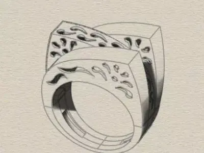 2 part fusion gold ring  3D print model