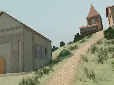 Island Castle Village 3D model
