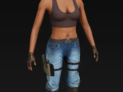 Customizable Female Soldier Classic Style Low-poly 3D model