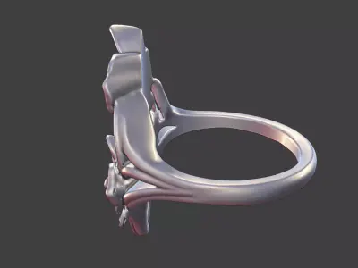 art nouveau floral orchid  ring v1 nature inspired 3D print model