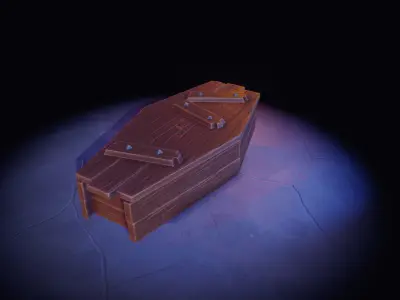 Stylized Coffin Low-poly 3D model purchase