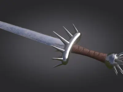 Stylized Medieval Sword melee weapon game ready Low-poly 3D model 2