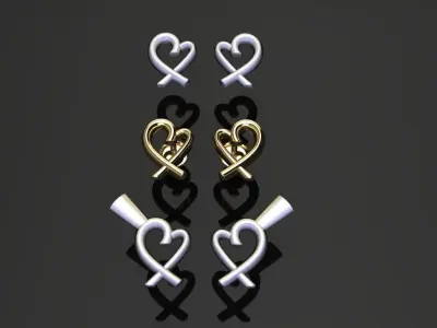 Dainty Heart Stud Earrings 3D print model