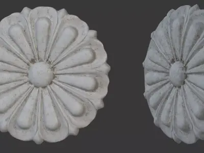  Floral Rosette Ornament Scan Low-poly 3D model