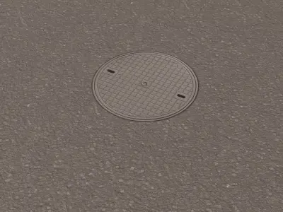 3 types Manhole decal Low-poly 3D model