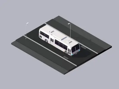 Cartoon Low Poly New York City Bus Low-poly 3D model