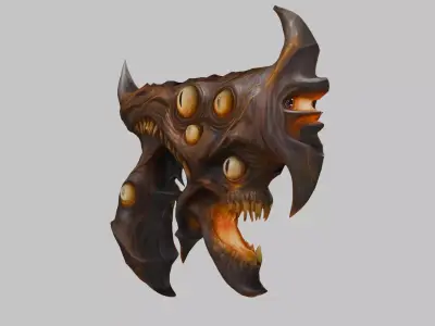 Stylized Demonic Head Low-poly 3D model