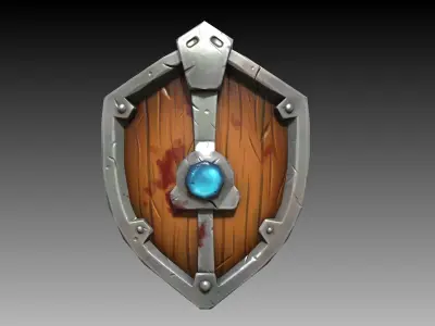 Shield handpaint Low-poly 3D model