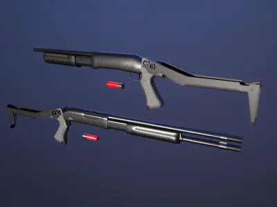 CM352 Shotgun Game Ready 5 Textures Low-poly 3D model Low-poly 3D model