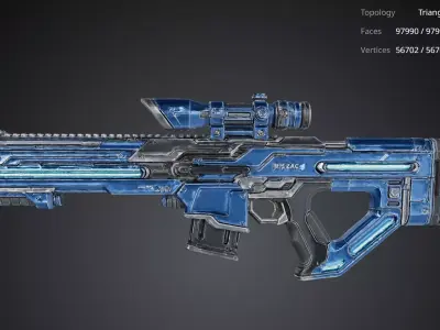 Blue Futuristic Gun 3D model