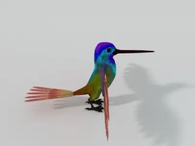 Hummingbird colorful Low-poly 3D model