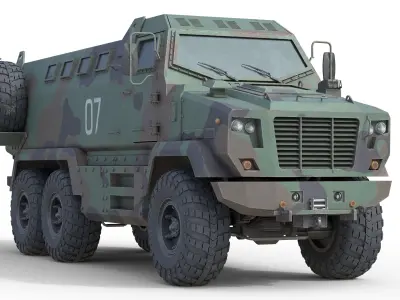 Kraz Shrek Military Vehicle  Low-poly 3D model