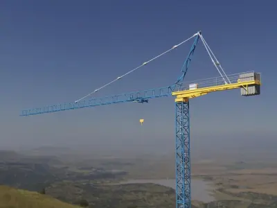 Construction Crane 2 - Hammerhead Tower Crane 3D model