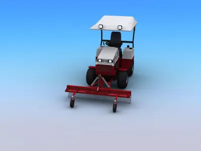 Tractors with Landscape rakes Low-poly 3D model