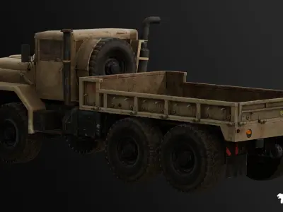 Military Truck - Rigged and BP Controllable Low-poly 3D model