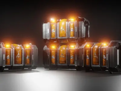 Sci-fi Crate Low-poly 3D model 8