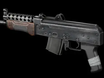 GAME READY MODIFIED AK74U PBR RIGGED Low-poly 3D model
