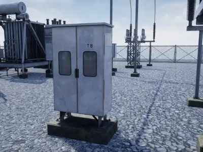 Electric Power Sub Station Low-poly 3D model