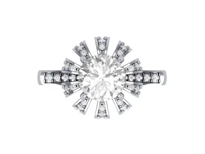 Solitaire Engagement Art Deco Ring 3D print model 68
