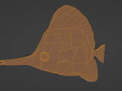 3D Model - DIamond Fish  - Animated and Rigged  Low-poly 3D model