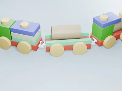 Colorful Toy Train Model Free low-poly 3D model