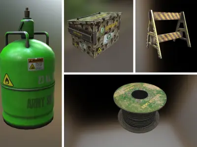 Army Base Props Low-poly 3D model