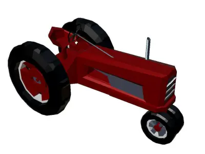 Low Poly Old Tractor Low-poly 3D model