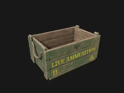 Low Poly PBR Wooden Military Crate 3 Low-poly 3D model
