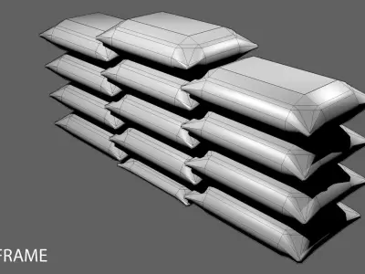 Sandbag Bunker - Single Barrier 3D model