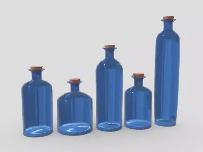 Blue Bottles Low-poly 3D model