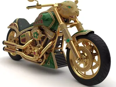 Luxury Jeweled Aztec Jaguar Warrior Motorcycle Low-poly 3D model