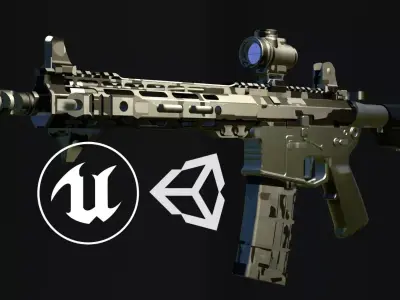 AR-15 riffle Low-poly 3D model
