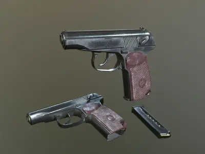 Makarov Pistol Low-poly 3D model